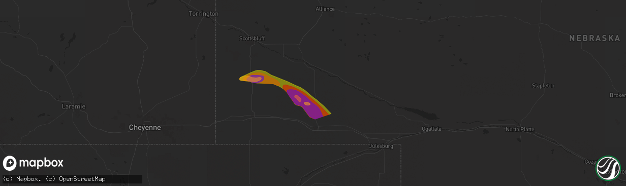 Hail map in Dalton, NE on June 2, 2024