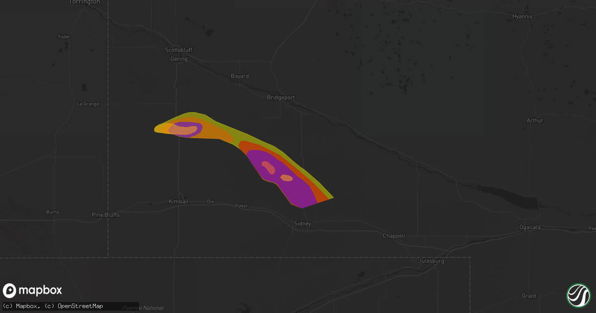 Hail map in Dalton, NE on June 2, 2024
