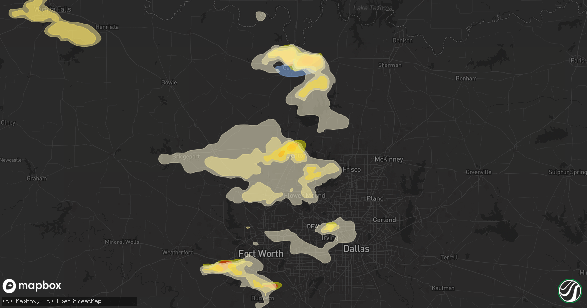 Hail map in Denton, TX on June 2, 2024