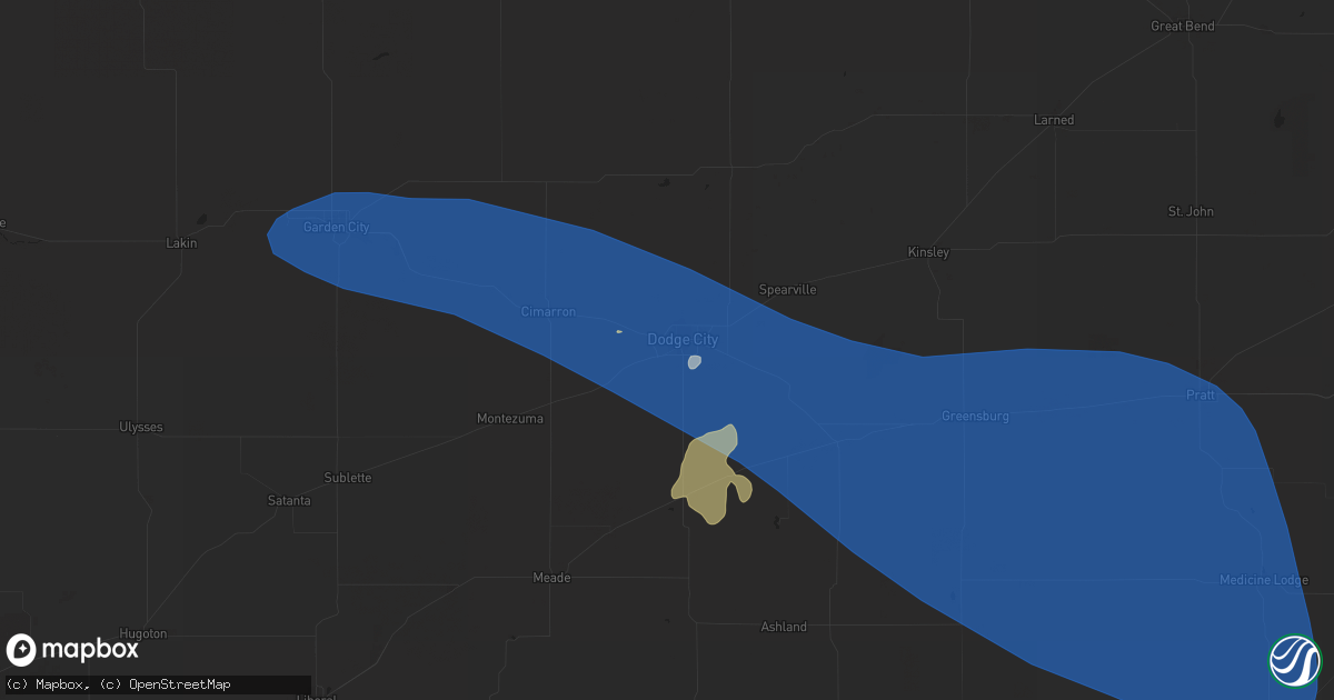 Hail map in Dodge City, KS on June 2, 2024