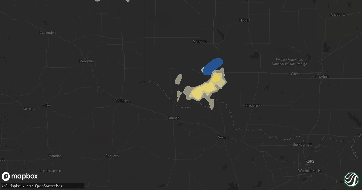 Hail map in Eldorado, OK on June 2, 2024