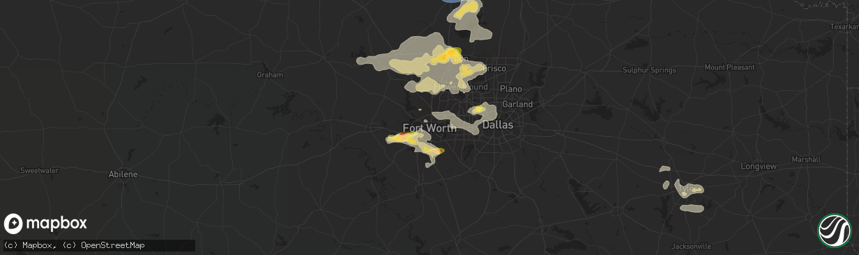 Hail map in Fort Worth, TX on June 2, 2024