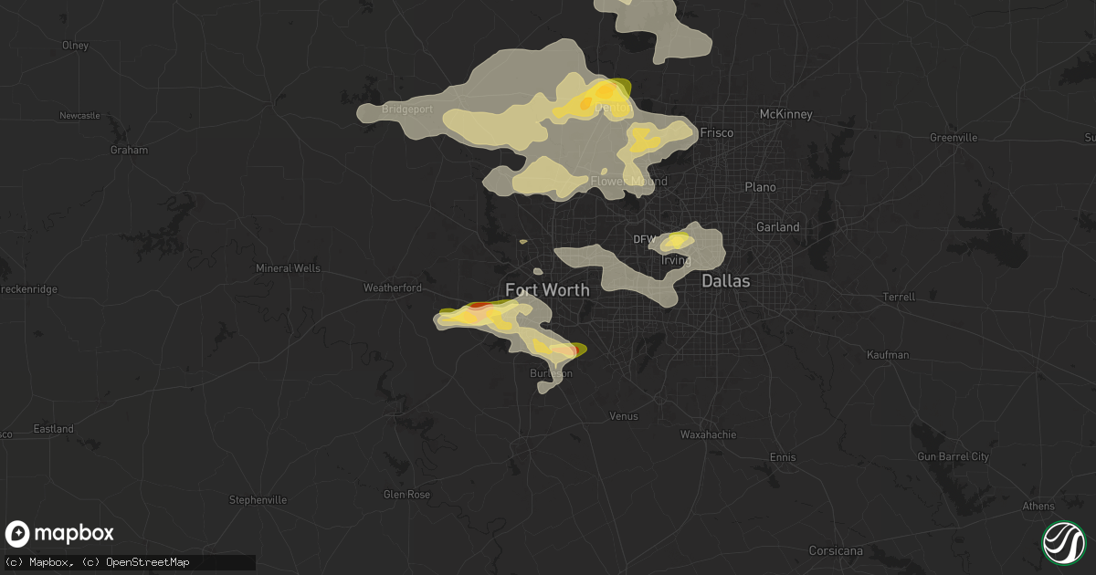 Hail map in Fort Worth, TX on June 2, 2024