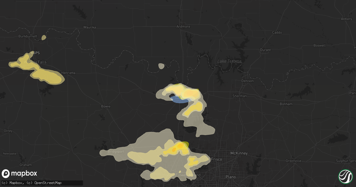 Hail map in Gainesville, TX on June 2, 2024