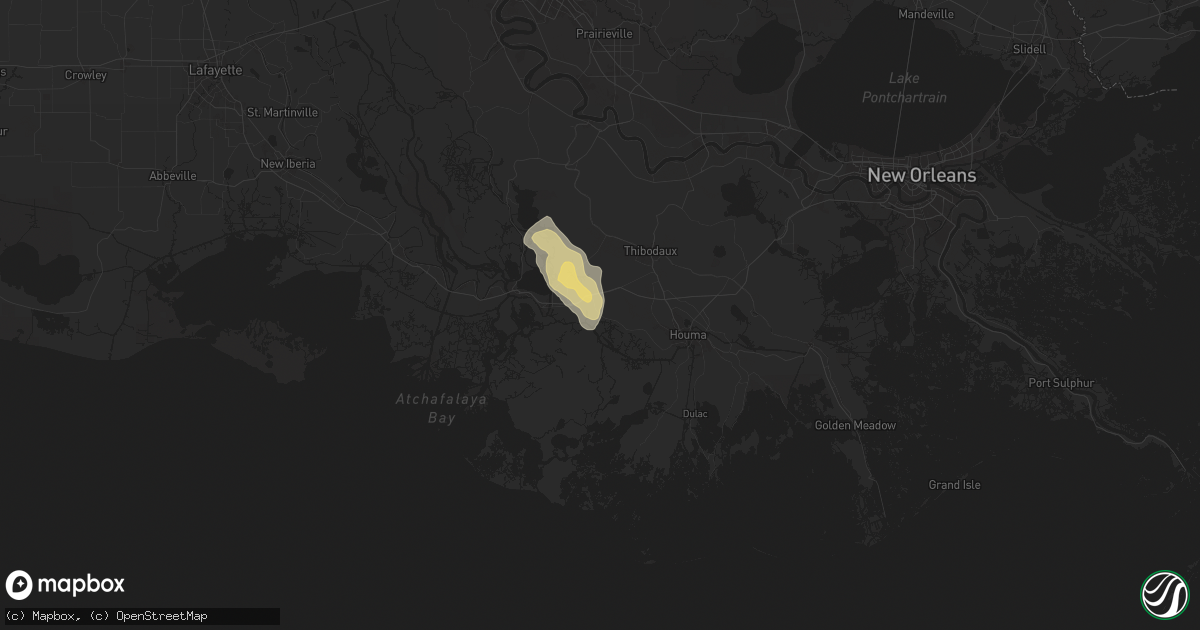 Hail map in Gibson, LA on June 2, 2024
