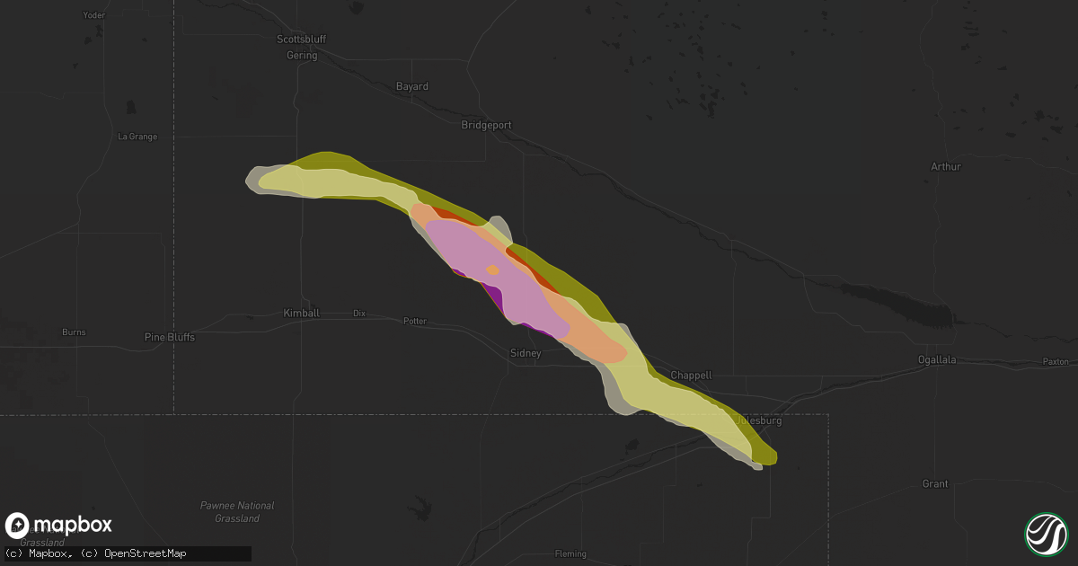 Hail map in Gurley, NE on June 2, 2024