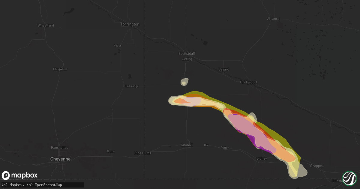 Hail map in Harrisburg, NE on June 2, 2024