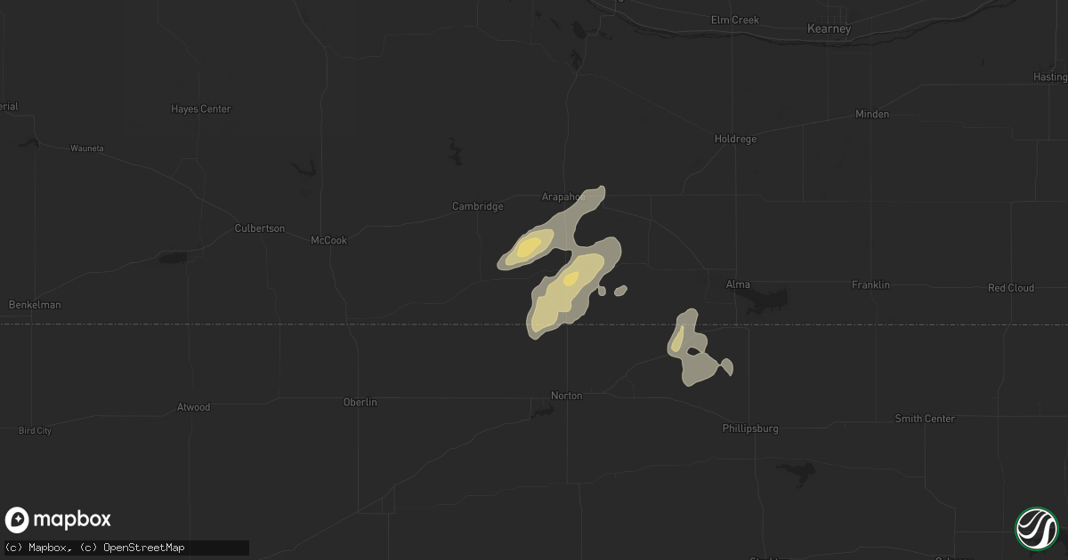 Hail map in Hendley, NE on June 2, 2024