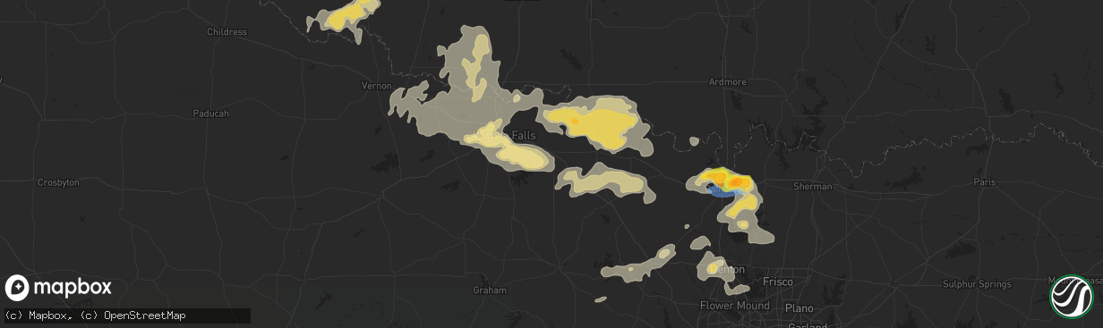 Hail map in Henrietta, TX on June 2, 2024