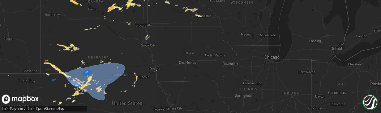 Hail map in Iowa on June 2, 2024