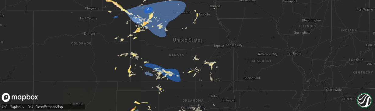Hail map in Kansas on June 2, 2024