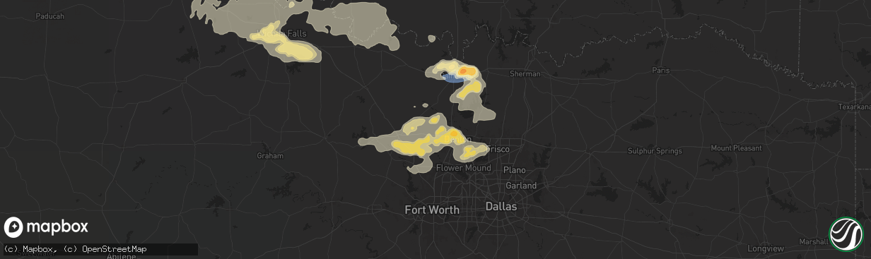 Hail map in Krum, TX on June 2, 2024