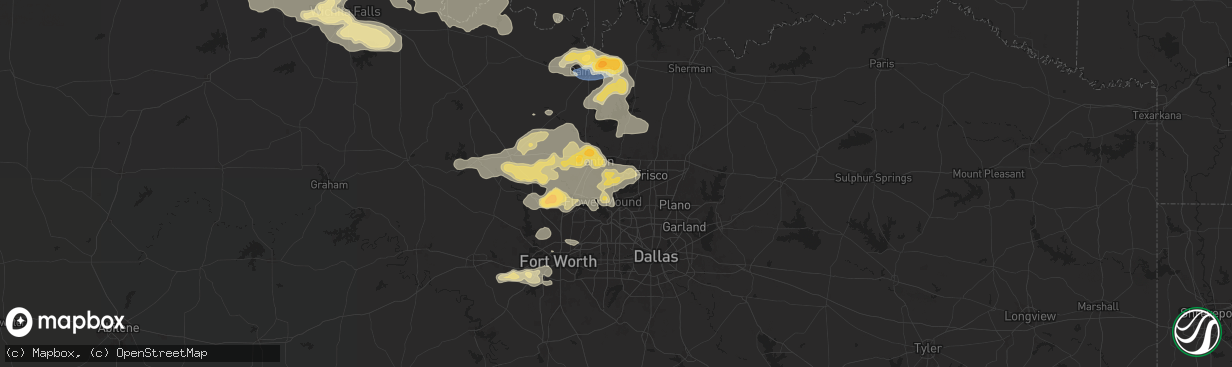 Hail map in Lake Dallas, TX on June 2, 2024