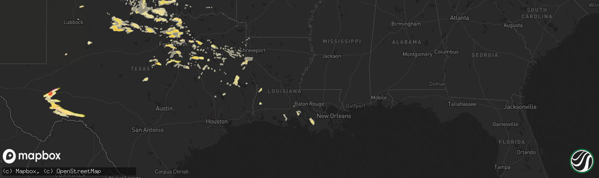 Hail map in Louisiana on June 2, 2024