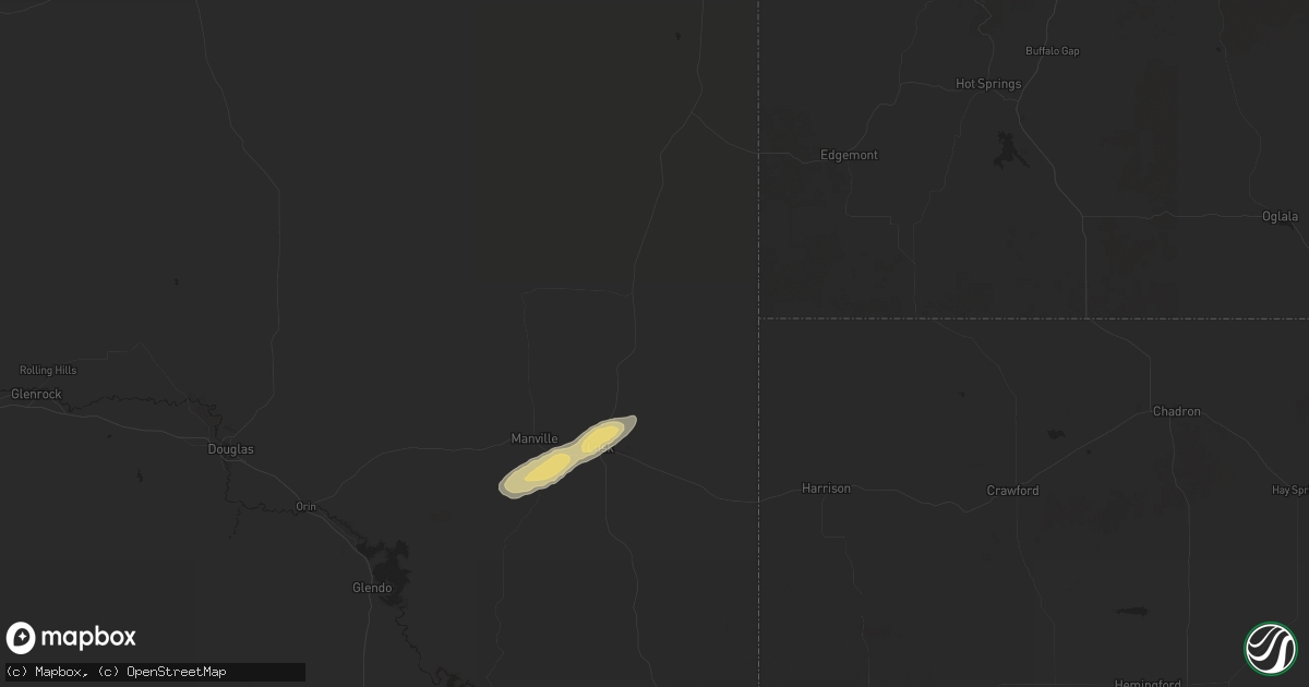 Hail map in Lusk, WY on June 2, 2024
