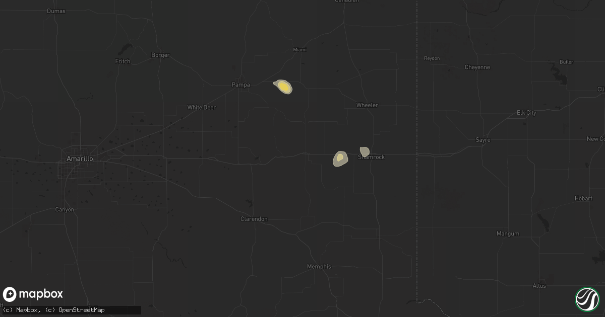 Hail map in Mclean, TX on June 2, 2024