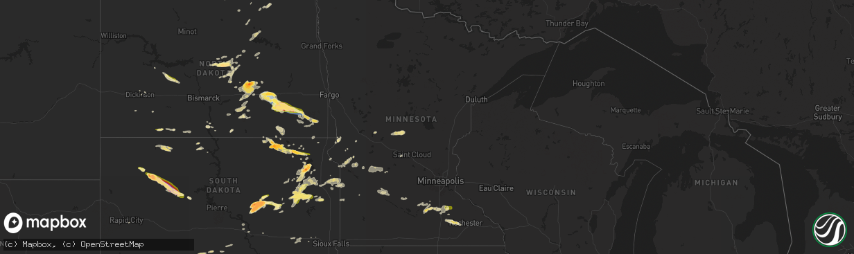 Hail map in Minnesota on June 2, 2024