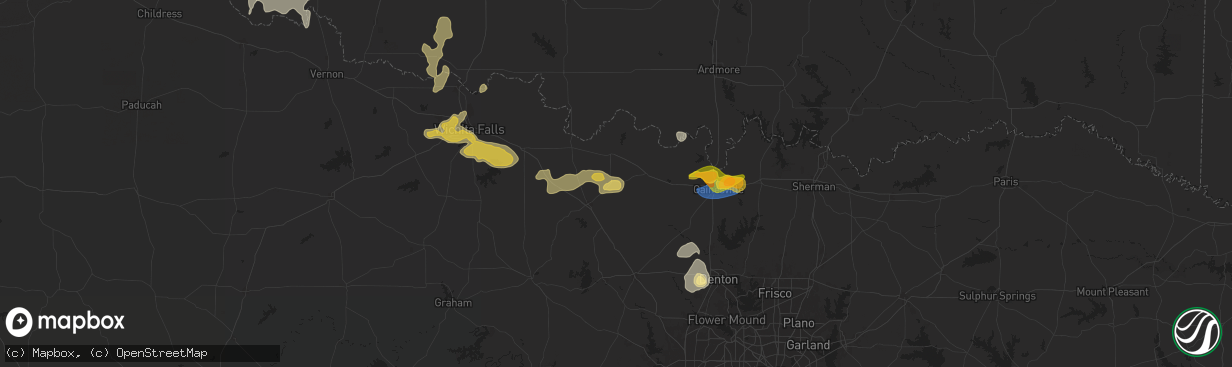 Hail map in Montague, TX on June 2, 2024