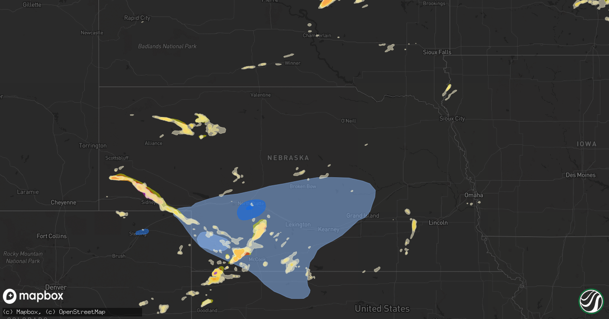 Hail map in Nebraska on June 2, 2024