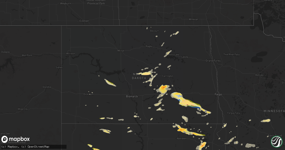Hail map in North Dakota on June 2, 2024