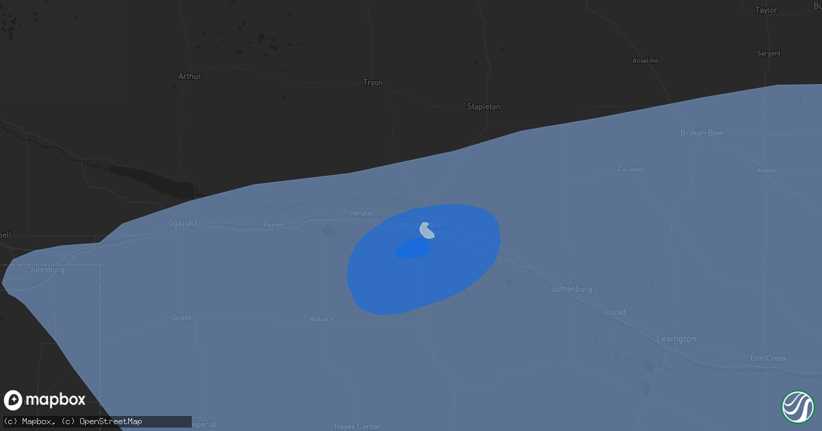 Hail map in North Platte, NE on June 2, 2024