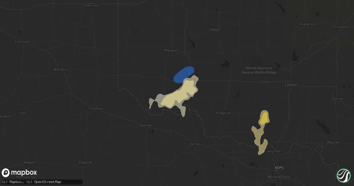 Hail map in Olustee, OK on June 2, 2024