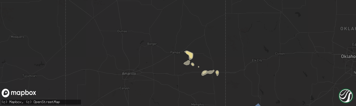 Hail map in Pampa, TX on June 2, 2024