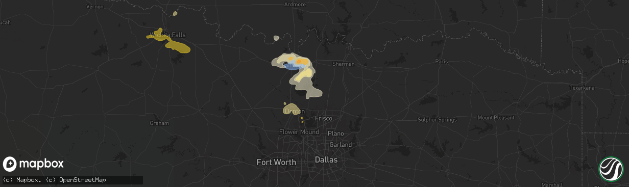 Hail map in Pilot Point, TX on June 2, 2024