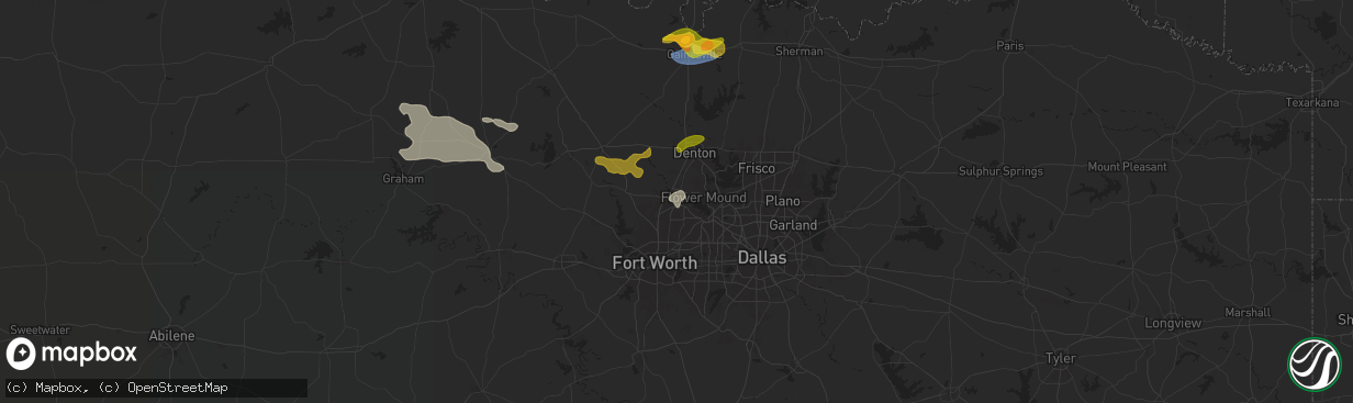 Hail map in Roanoke, TX on June 2, 2024