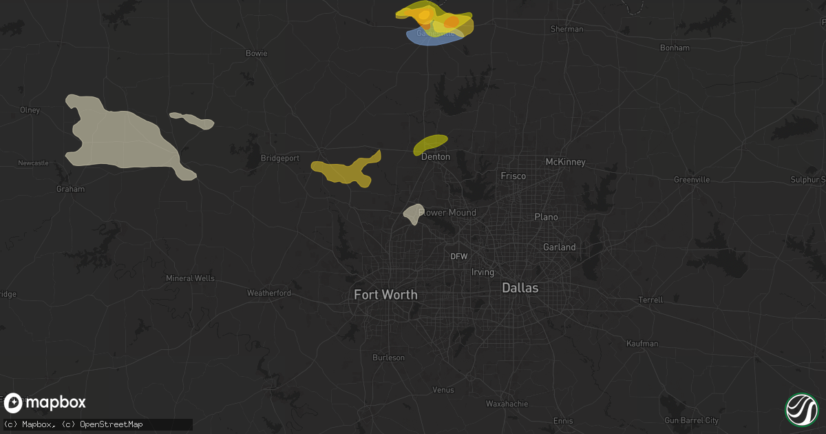 Hail map in Roanoke, TX on June 2, 2024