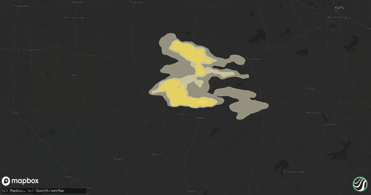 Hail map in Rochester, TX on June 2, 2024