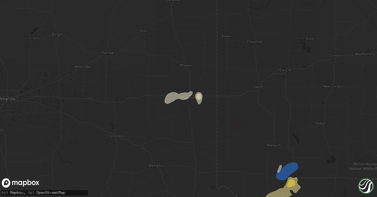 Hail map in Shamrock, TX on June 2, 2024