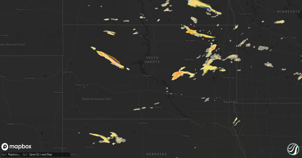 Hail map in South Dakota on June 2, 2024