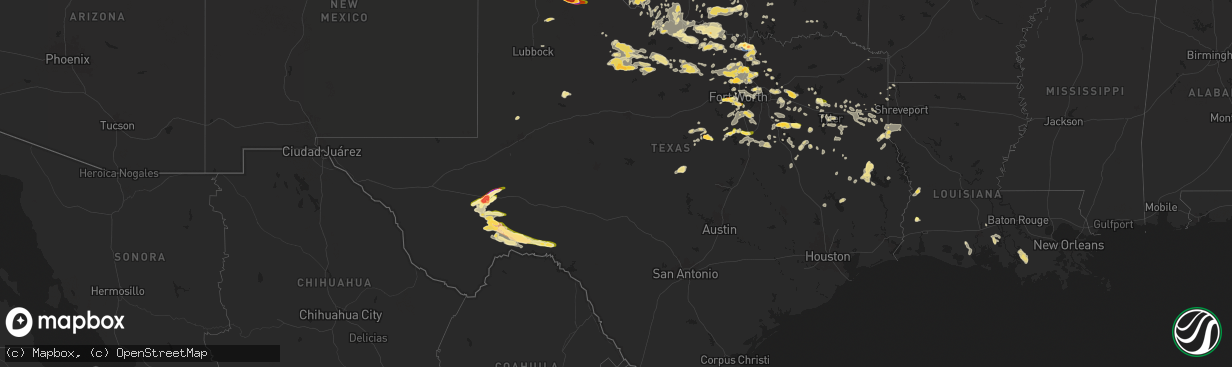 Hail map in Texas on June 2, 2024