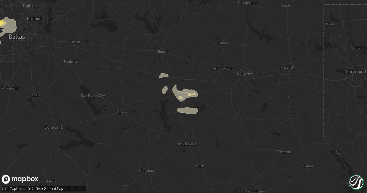 Hail map in Tyler, TX on June 2, 2024