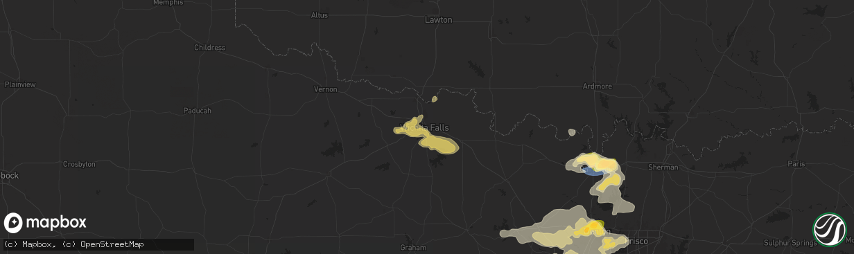Hail map in Wichita Falls, TX on June 2, 2024