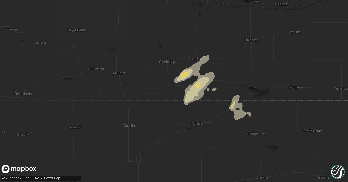 Hail map in Wilsonville, NE on June 2, 2024