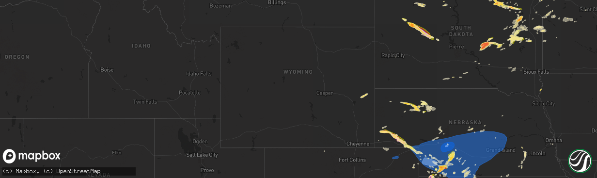 Hail map in Wyoming on June 2, 2024