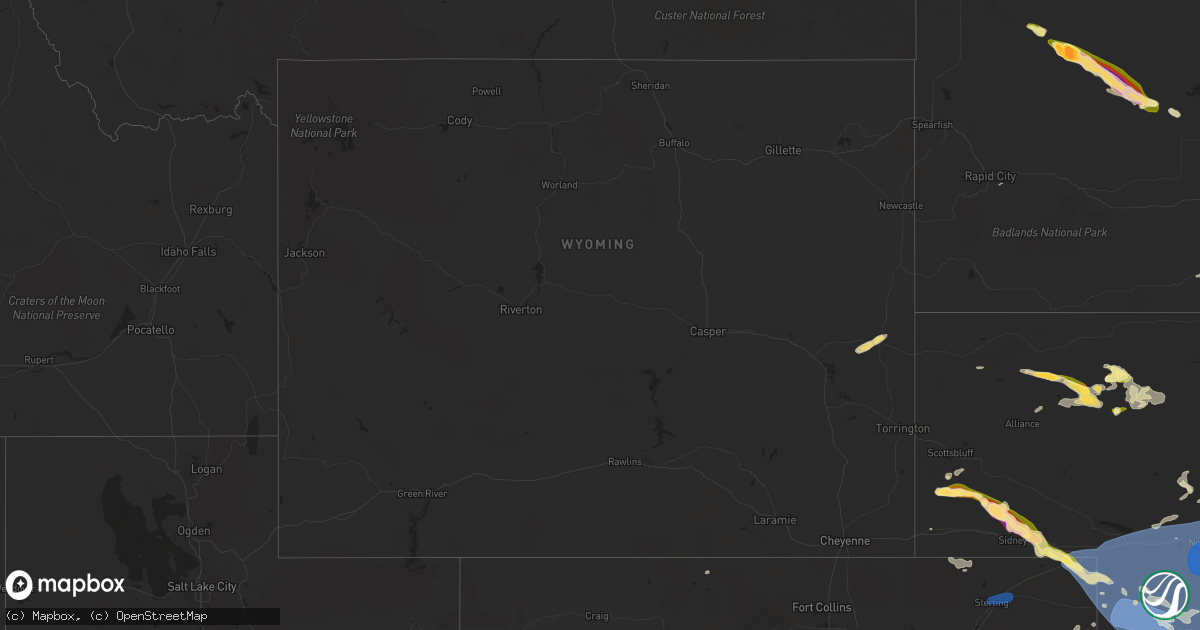 Hail map in Wyoming on June 2, 2024