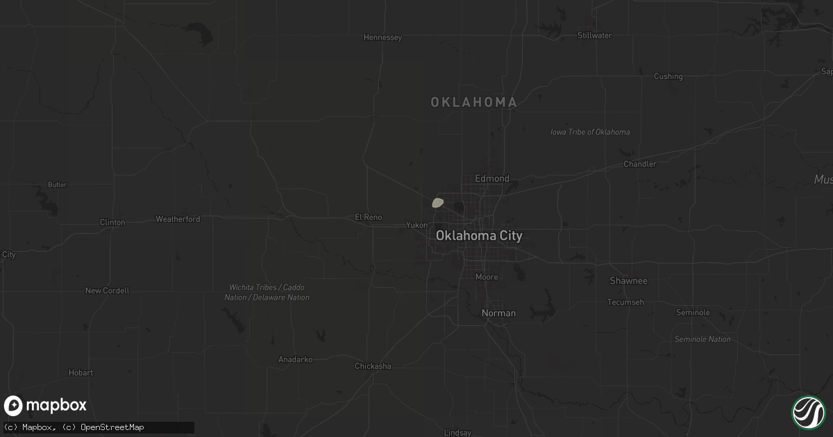 Hail map in Yukon, OK on June 2, 2024