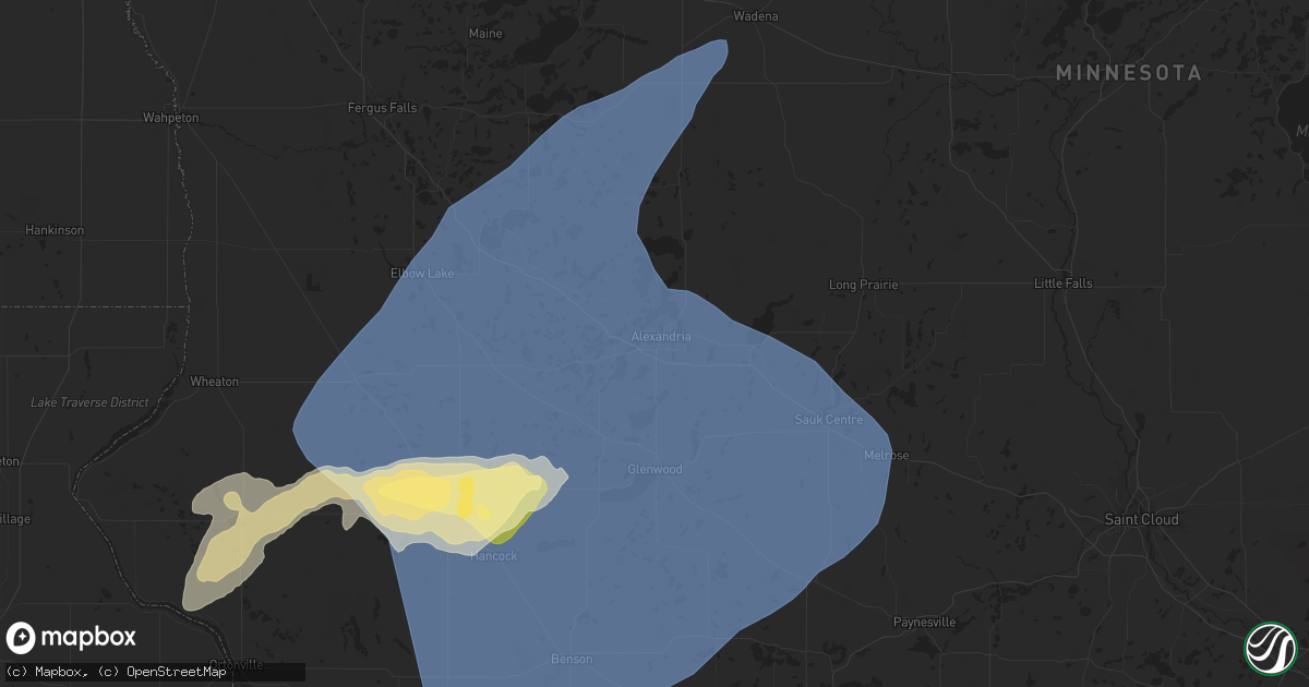 Hail map in Alexandria, MN on June 2, 2025