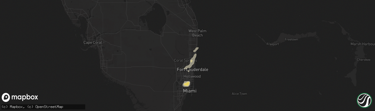 Hail map in Boca Raton, FL on June 2, 2025