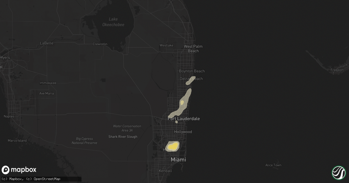 Hail map in Boca Raton, FL on June 2, 2025