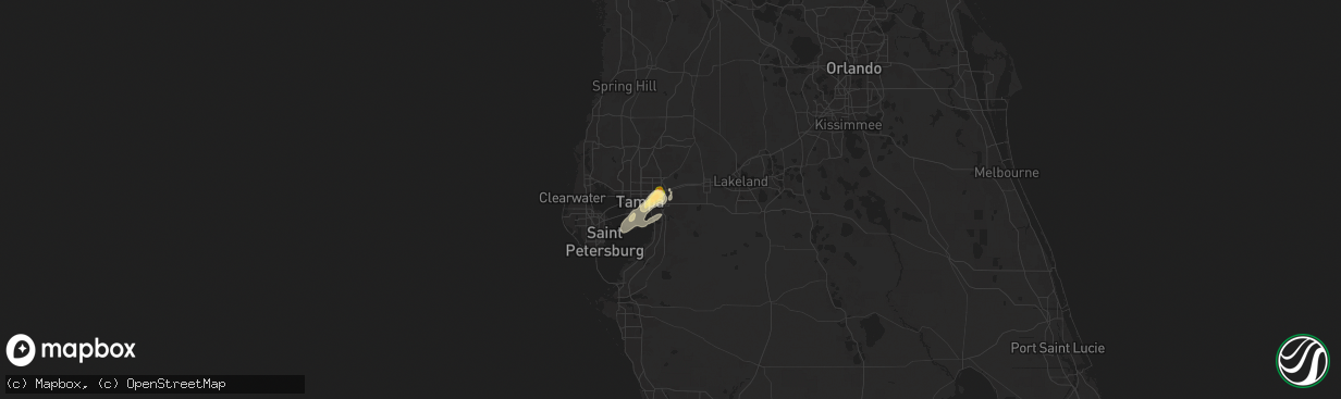 Hail map in Brandon, FL on June 2, 2025