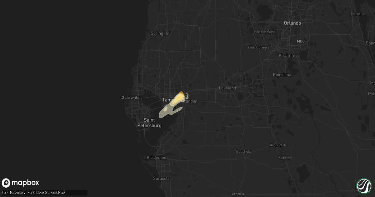 Hail map in Brandon, FL on June 2, 2025