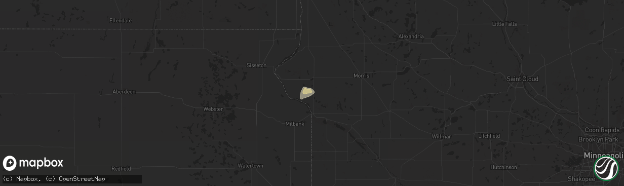 Hail map in Clinton, MN on June 2, 2025