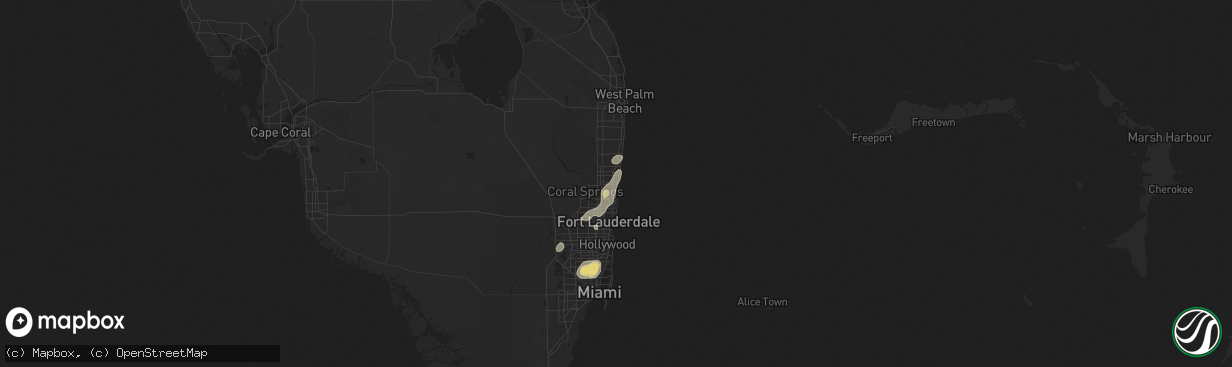 Hail map in Deerfield Beach, FL on June 2, 2025