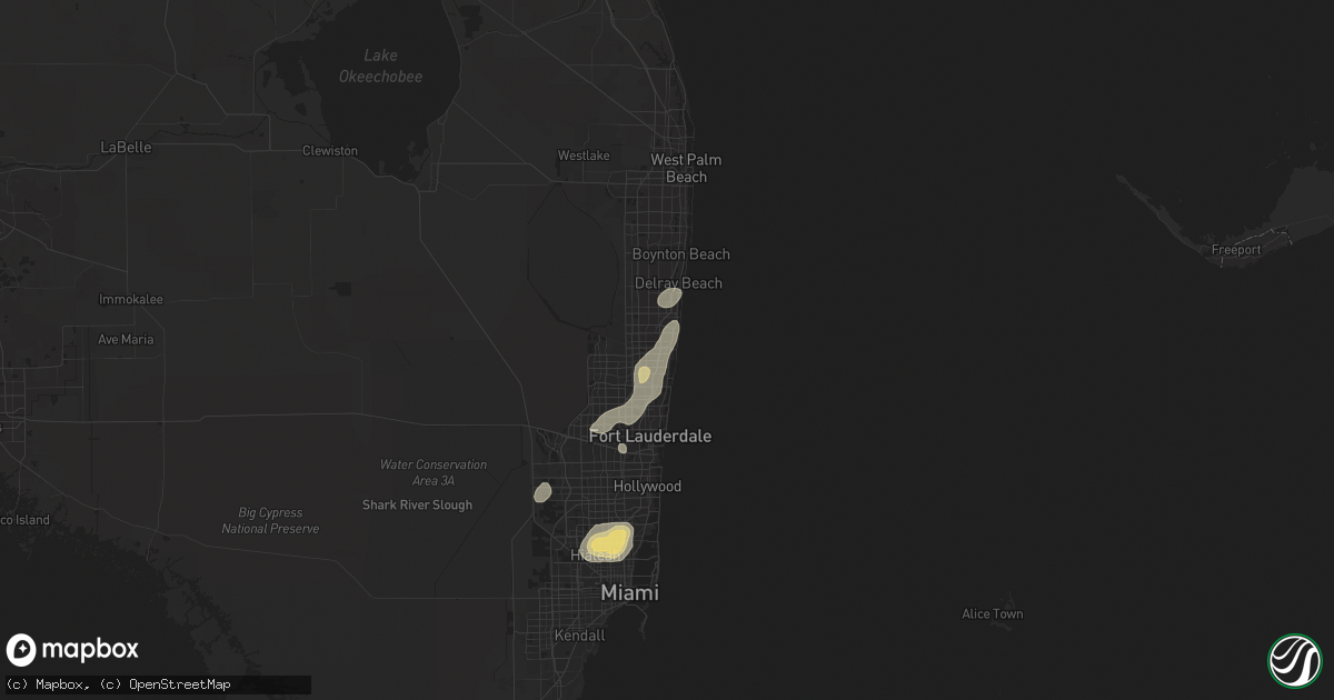 Hail map in Deerfield Beach, FL on June 2, 2025