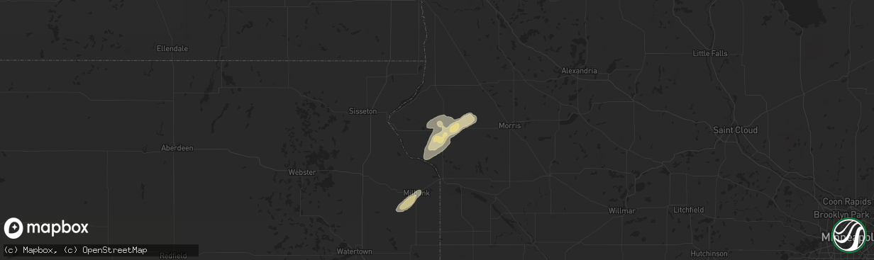 Hail map in Graceville, MN on June 2, 2025