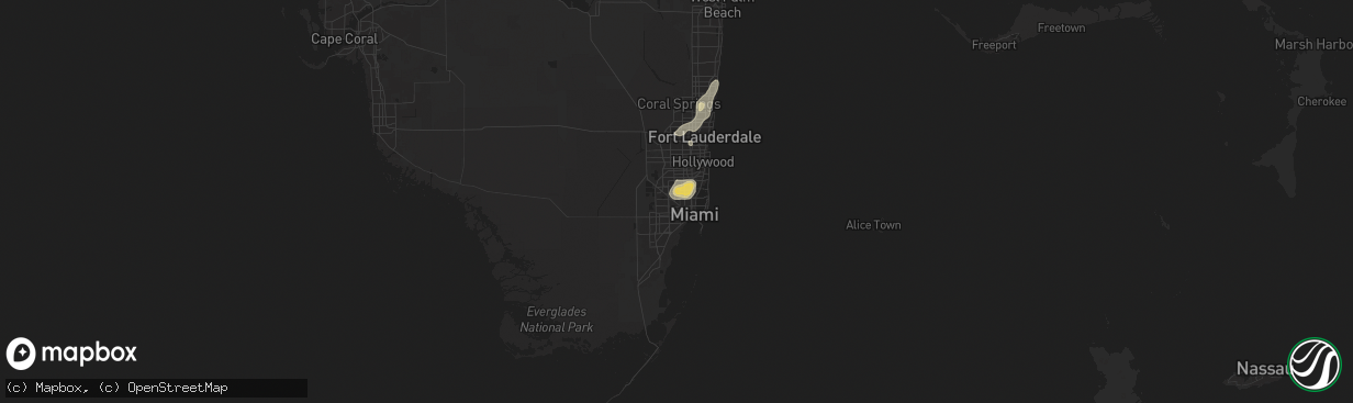 Hail map in Hialeah, FL on June 2, 2025
